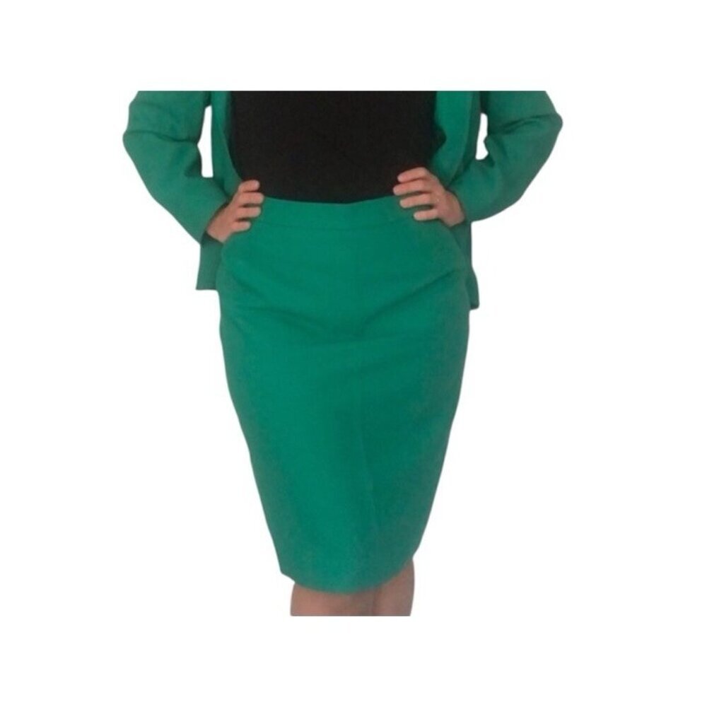 Vintage Yves Saint Laurent Business Casual Green Lined Pencil Skirt Size Medium